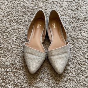 Silver Sparkley D’Orsay Flats